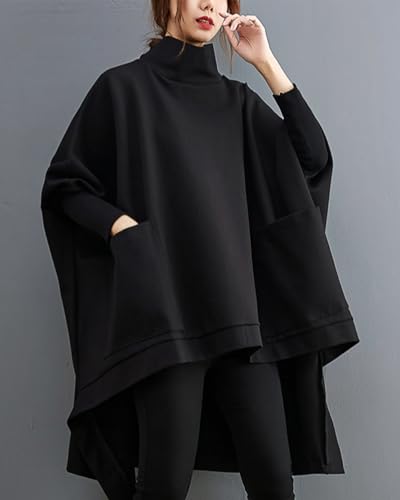 Women's Baggy Turtleneck Pullover Sweatshirt