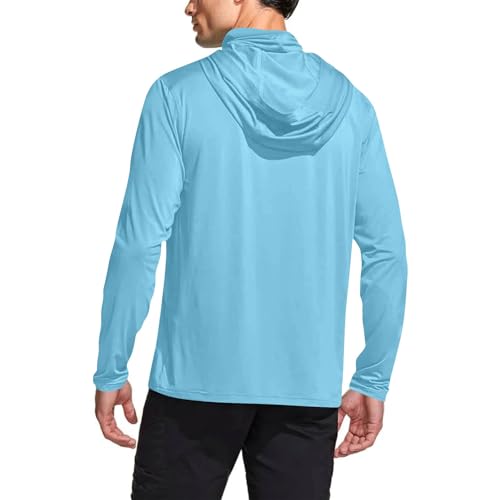 Men's Sun Protection Hoodie UPF 50+ Fishing Shirt Lightweight Long Sleeve UV Rash Guard Cooling Hoodies with Mask4