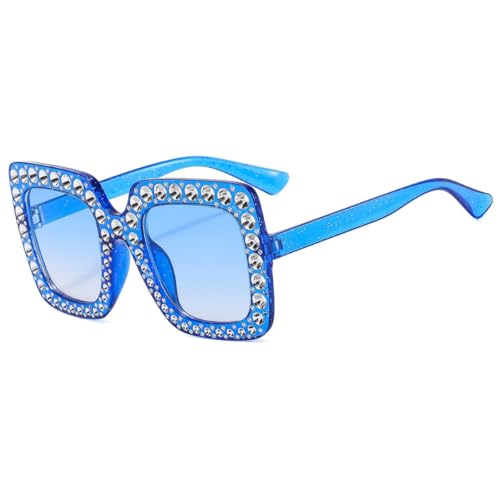 Oversized Crystal Rhinestone Sunglasses for Women Men Thick Frame Bling Glasses Sparkling Disco Glasses