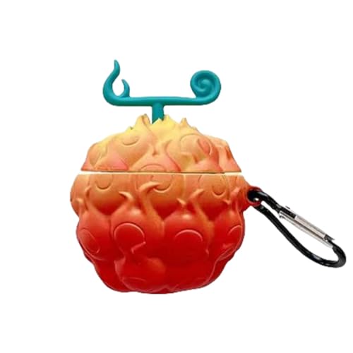 TWXDEW(まき) 悪魔の果実 AirPodsケース ゴムゴムの実 カラビナ付き イヤホンケース AirPods1/2/ 3/4/Pro用ケース 充電対応 ミニボックス エアーポッズ 全面保護 耐衝撃 落下防止 誕生日 ギフト (A,AirPods 4)