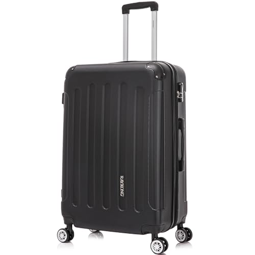 RAYKONG Maleta Grande Expandible ABS 76x49x29cm -32.50cm Extendido |121L| 28 Pulgadas |23kg - 25kg semirígidas candado combinación - Negro