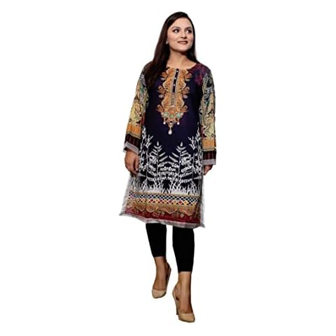 Women Indian Pakistani Kurti Kurta Cotton Digital Print Black Tunic Readymade Dress Kameez by Sufia Fashions (UK 14) Cover