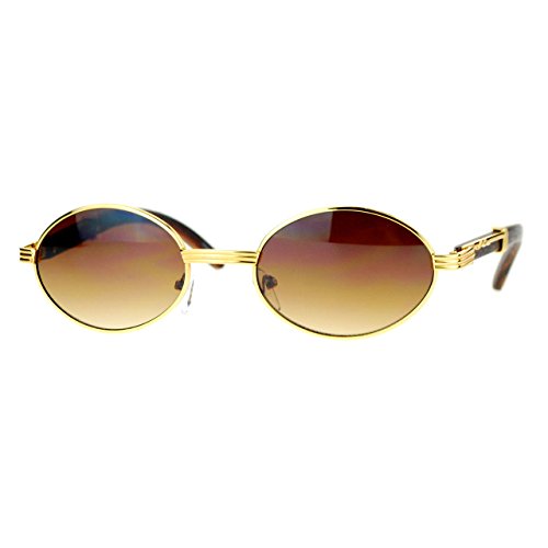 Unisex Vintage Designer Fashion Sunglasses Oval Frame UV Protection Yellow Gold