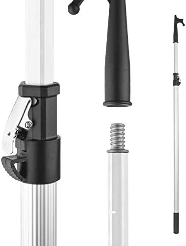 Telescopic Window Opener Rod Pole for VELUX, Skylight and Blinds | Wardrobe and Closet Pole Hook | Roof Loft Hatch and Ladder Pole | Up to 2m (7ft) long, Two Hooks Included.