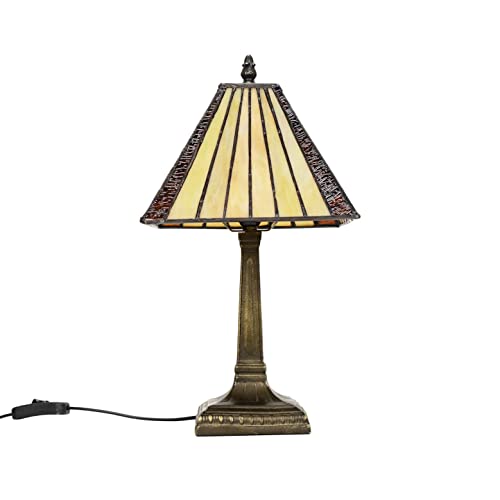 MiniSun | Tiffany Style Bronze Table Lamp with Traditional Stained Glass Lampshade | Table Lamps, Home Décor & Improvement Essential | Includes 4W Bulb [2700K Warm White]