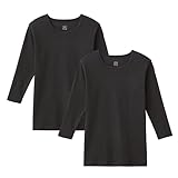 [グンゼ] インナーシャツ 2枚組 HOT-ON COTTON 長袖シャツ 9分袖 男の子・女の子兼用 綿100% 発熱綿 2P ブラック