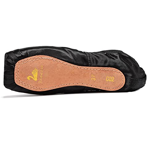 Nexete Professional Vanassa Ballet Pointe Shoes Satin Dance Slipper Flats with Toe Pad & Ribbon,Leather Sole,Resilient Shank Able to Reach Full Pointe for Girl Women4