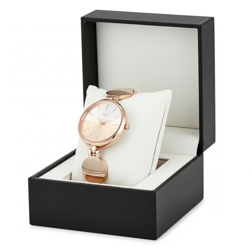 Image of STYLEDOSE Women's Elegant Silver-Tone Bangle Watch Women Analogue Wrist Watches for Women's & Girls&Ladies Diamond Studded Rosegold Stylish Bracelet Strap