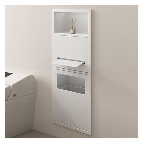 OGMOYT Recessed Shower Shelf Organizer - Stainless Steel Wall Inserted Storage Caddy With Garbage Can Waterproof And Rustproof
