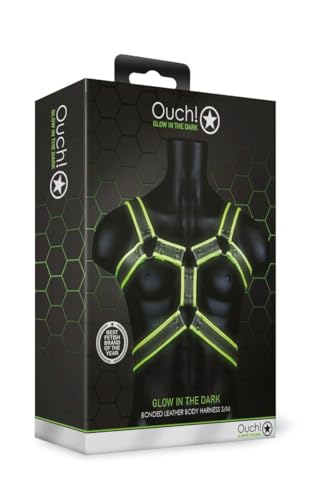 Arnés OUCH! con tiras ajustables verde fluorescente y efecto glow in the dark 3