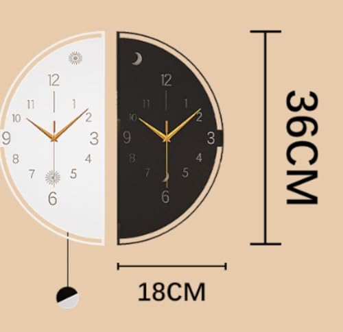 Horloge d'angle double face 36x18 cm avec pendule moderne et veilleuse sonore
