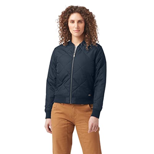 Cozy Chic: Dickies Women's Quilted Bomber Jacket in Dark Navy – Small Size for All Your Adventures