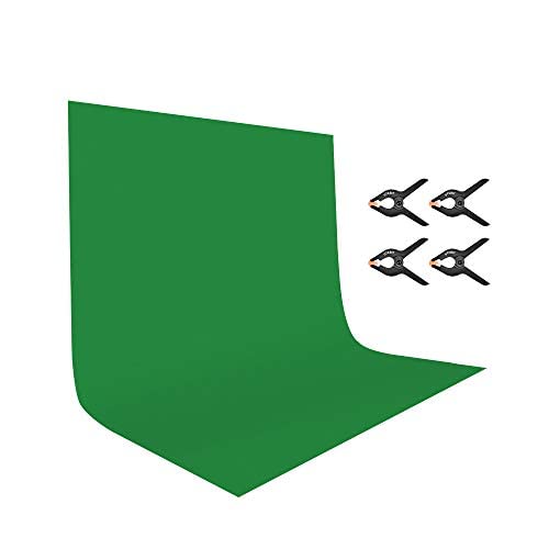 Green Screen Background, UTEBIT 2x3m/6.5x9.8ft Green Photography Backdrop Curtain with 4x Spring Clamps, Foldable Photo Background for Photo Studio, Stream, Chroma Key, Gaming, Tiktok