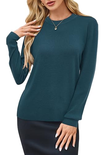 Image of Arach&Cloz Women's Wool Blend Classic Crew Neck Casual Fall Sweaters