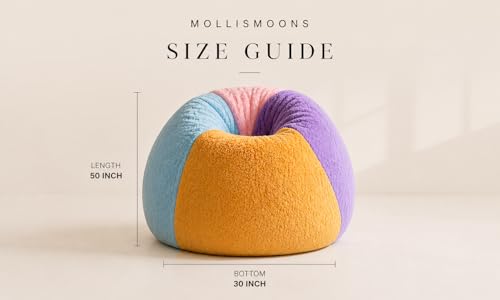 Image of Mollismoons Faux Fur Bean Bag Chair Cover for Adults & Kids | Luxury Lounger & Round Floor Sofa Seating | Modern Cozy Feel | No Beans Included (Pestal, Teardrop)