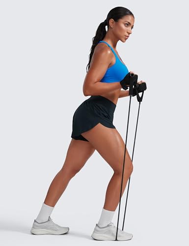 Image of CRZ YOGA High Waisted Split Running Shorts 3 inch | Mesh Liner, Quick Dry, Lightweight, for Women