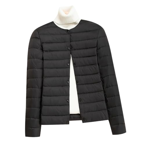 Plumas Ligeros Mujer Chaqueta Plumifero Ultraligero Mujer Abrigo Plumas Plumon Mujer Acolchado Plumífero Ultraligero Mujer Plumiferos Ligero Cazadora Plumas Mujer Puffer Down Jacket Women Negro L