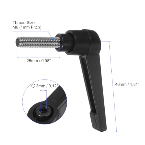 Image of uxcell 2pcs Clamping Lever Handles, M6 x 25mm 304 Stainless Steel Threaded Male Stud, Adjustable Handles Locking Quick Release Ratchet Push Button Bolt Knobs, Black