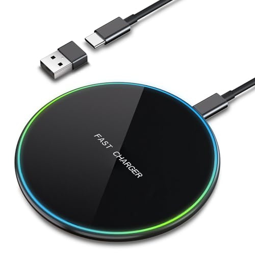 15W Cargador Inalambrico Carga Rapida para iPhone 16/16 Pro/16 Plus/15/14/13/12 Mini/11 Pro MAX/XS/XR/8, Cargador Inalámbrico Base Wireless Charger para Samsung Galaxy S25/S24/23/S22/S21/S20 Ultra