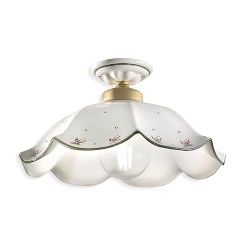 Plafonnier 1 lumière Belluno C065 laiton satiné, luminaire de plafond chic