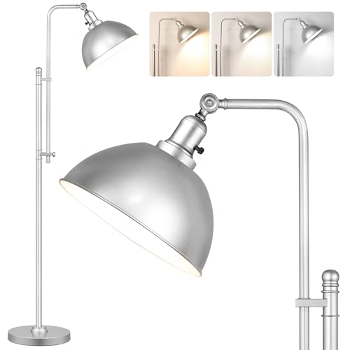 Adjustable Industrial Floor Lamp for Home and Office in Silver Finish