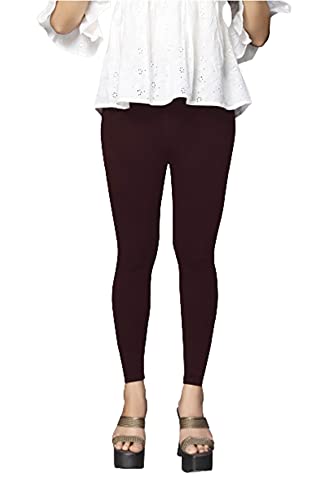 Image of Women's Cotton Skinny Leggings with Ankle Length Solid Pattern Mid Rise and Elastic Closure | Cotton Skinny Leggings for Womens