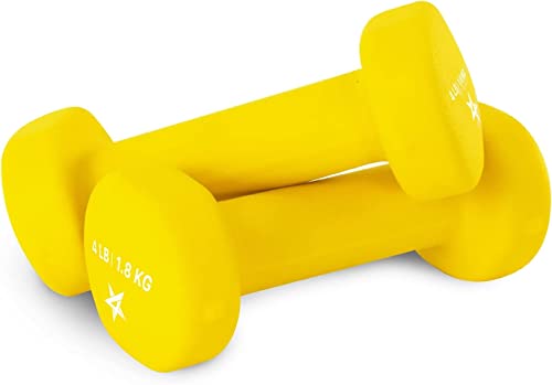 Yes4All Ds24 Non-Slip, Hexagon Neoprene Dumbbells Set For Muscle Toning, Strength Building, Weight Loss Yellow, 4Lbs #TOP8