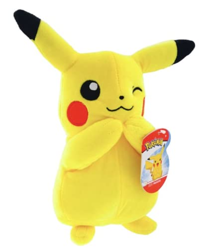 Pokemon Figura de peluche de 8 pulgadas con licencia oficial, súper suave, regalo (Pikachu (guiño))