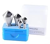 Accusize Industrial Tools 5 pc 90 Deg 0-Flute HSS Countersink & Deburring Tool Set, Pilotless Type, 0206-0490
