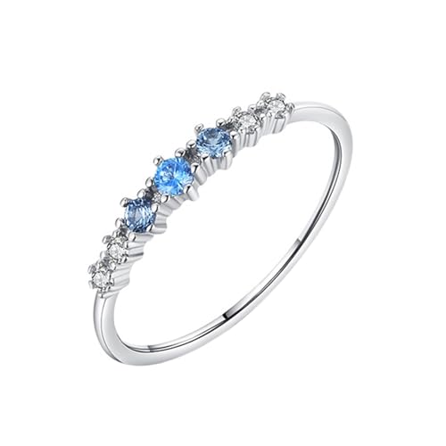 Tolldek Alianzas de oro blanco de 9 K/14 K, elegante anillo de eternidad, anillo de compromiso, Au 375/585, oro blanco, anillos de pareja con topacio azul, oro real, talla 47-62, Oro blanco 585 de 14