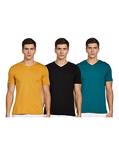 Image of Amazon Brand - Symbol Men's Solid Cotton T Shirt | Plain | V Neck | Half Sleeve-Regular Fit | Combo Pack of 3 (Available in Plus Sizes)