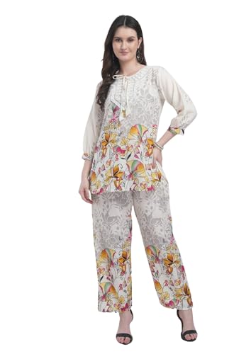 Image of Women Printed Short Kurti with Pant Set