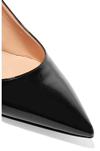 Eldof Women's Slingback Ankle Strap Pointed Toe Kitten Heel Pumps Mary Jane Slip On 6.5CM Mid Heel Shoes3
