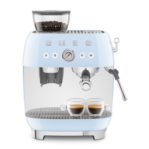 Smeg EGF03 Semi-Automatic Espresso Machine with Built-In Grinder, Dual Thermoblock, 50’s Retro Style – Pastel Blue (120 V) by Smeg - Image 7