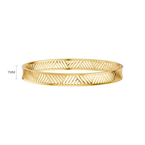 Image of KISNA 9KT Crossline Gold Bangle For Women | BIS Hallmarked Yellow Gold Bangle | Lightweight Daily Wear Gold Jewellery | Gift for Wife, Mother & Sister | S 2.6 Anna