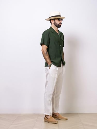 Men's Casual Cotton Linen Pants Summer Drawstring Lounge Lightweight Summer Beach Trousers Elastic Waist4