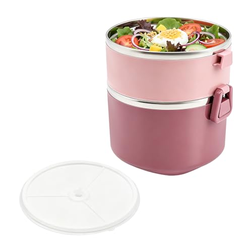 TaNeHaKi Fiambrera aislada de 2 capas, de acero inoxidable 304, capacidad de 1,7 l, 1 h, tiempo de aislamiento, fiambrera apilable con hebillas en forma de U, para adultos, recipiente térmico para