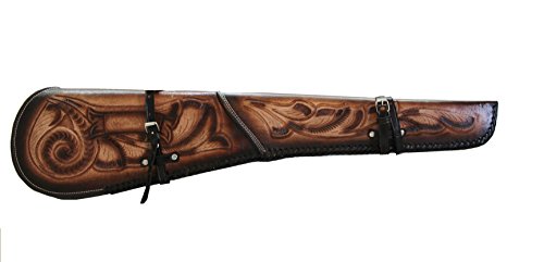 TJAYZ NEW Hand Tooled Rifle Scabbard Shotgun Sleeve Genuine Leather Western Hardcase saddle BROWN