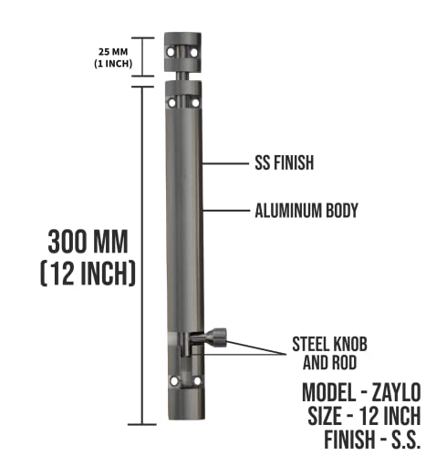 Image of DHAKAD Tower Bolt Stainless Steel ZYLO 12 INCH Pack of 2 PCS