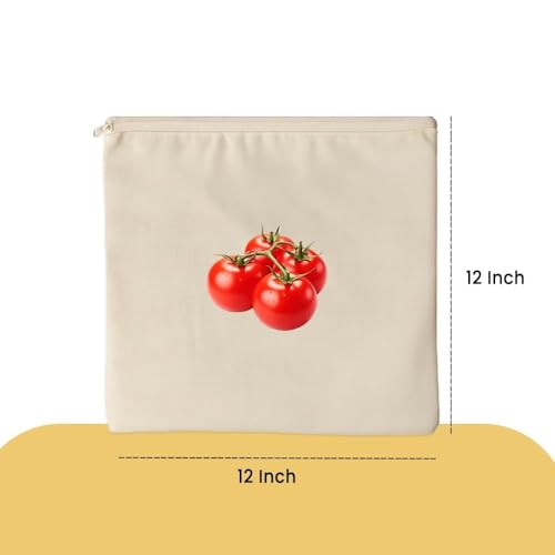 Image of Reusable Cotton Vegetable Storage Bags with Zipper Eco Friendly Washable Produce Bags for Fridge Kitchen Organizer Food Storage Pouches (Pack Of 10)