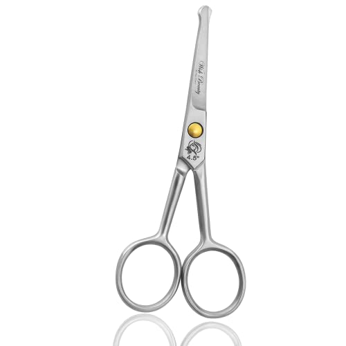 wishbeauty Kids Safety Round Tip & Curved Hair Scissors - Professional Salon & Barber Scissors for Baby (Silver, 4.5")