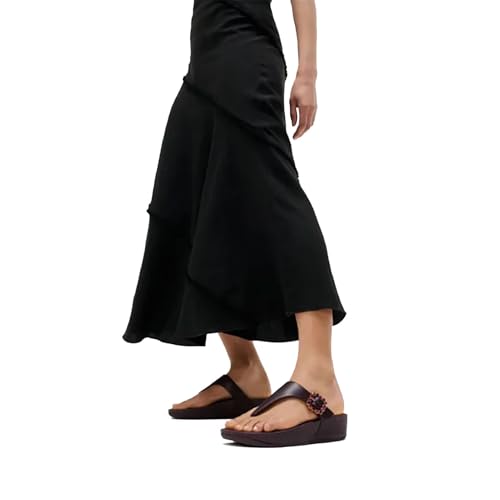 Image of FitFlop Womens LULU Crystal Buckle Toe-Post Sandals with Microwobbleboard Technology, Microfiber Toe Post, Slip Resistant Rubber Outsole, Cushioned Arch Support for All Day Comfort