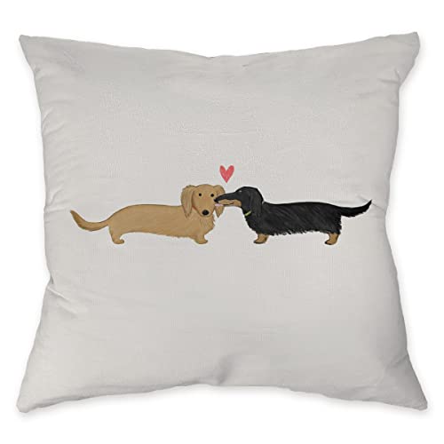 Lovely Couple Dachshund Dogs Kissing Pillow Case,Decorate Home Living Room Bedroom Wedding Room Outdoor Porch,Couples Husband Wife Boyfriend Girlfriend Newlyweds Gifts,18X18 Inch Throw Pillow Covers #TOP7