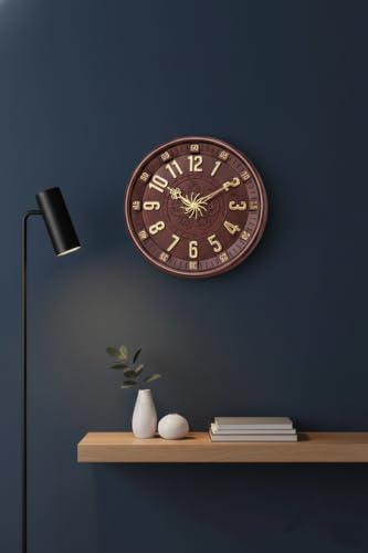 Image of Designer Wall Clock 13.5 Inch for Living Room Stylish Gear Design Seconds Needle | Unique Wall Watch for Bedroom, Office, Kitchen, Hall| No TIK-TIK Decorative Clock for Home Decor