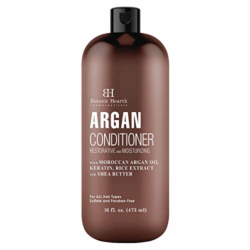 Botanic Hearth Argan Conditioner | For All Hair Types | Hydrating & Volumizing Formula | With Moroccan Argan Oil, Jojoba Oil, Rosemary Oil |Sulphate & Paraben Free, Color Safe | 16 fl oz