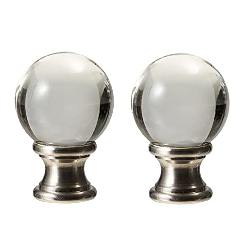 Image of Lighting Lamp Finials 1-1 /2 In High, 1 /4-28 In Base Ball for Shade, Top Screw, Table Lamps, Floor Lamps, Topper Knob, Glass Crystal Clear 2PCS