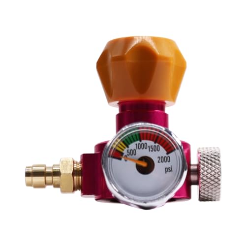 Malloy Adaptador de Recarga de CO2 Adaptador de Botella de CO2 con ManóMetro de 2000 PSI para Botella de CO2 de ConexióN RáPida Duo/Terra/Art, Rosa Roja