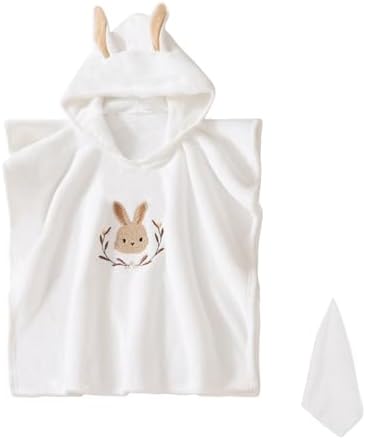 HAGOT Baby Badeponcho, Poncho Kinder Badetuch, Waschbares Baby Kapuzenhandtuch, Poncho Handtuch, für 0-3 Jahre, Weiß