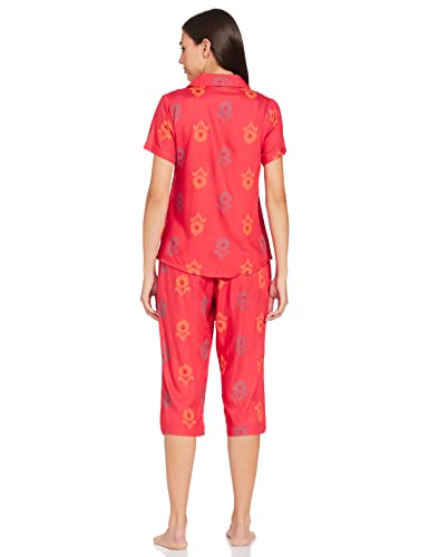 Image of Longies Women's Rayon Capri Nigh Suit Regular Set (LGRCSSYV001 Red023 XL)