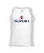 Produktbild Vest Tank Suzuki Logo Herren CAR Auto Tee TOP Black White Present Gift Geschenk (L, White)